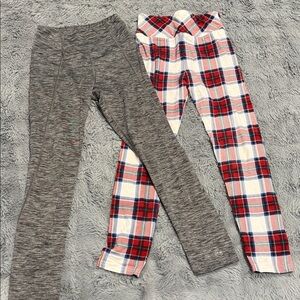 Vineyard Vines Gray and Red Plaid Kids Leggings